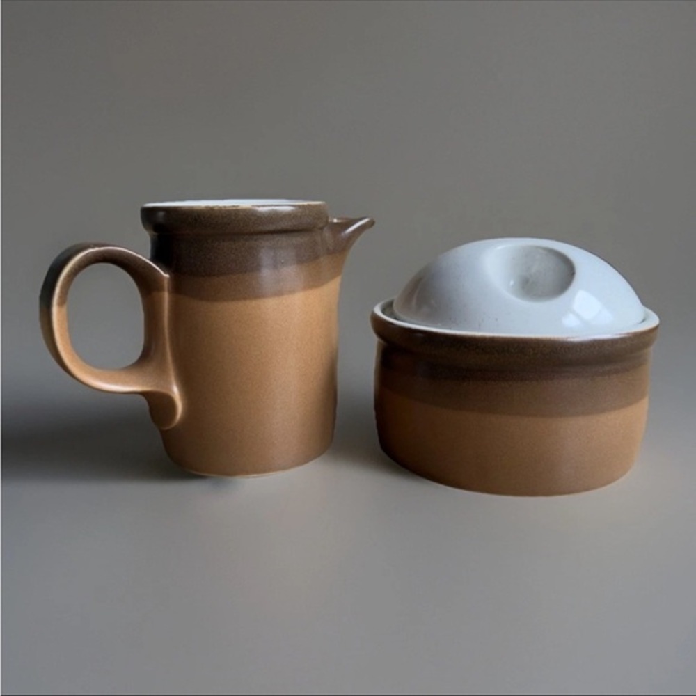 Vintage Mid-Century Mikasa Buckskin Potters Art Creamer and Sugar - Ben Seibel